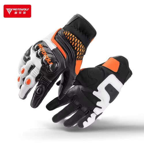 Motorcycle Gloves for Rider Riding Gear Leather Woman Motorbike Gloves Motocross Carbon Fiber Touch Screen Reflective Antislip