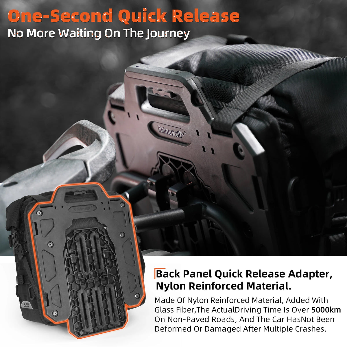 Motorcycle Side Bag Mechanic Quick Release Waterproof 35L Big Capacity Anti-Theft with Lock Hole Molle Saddlebag