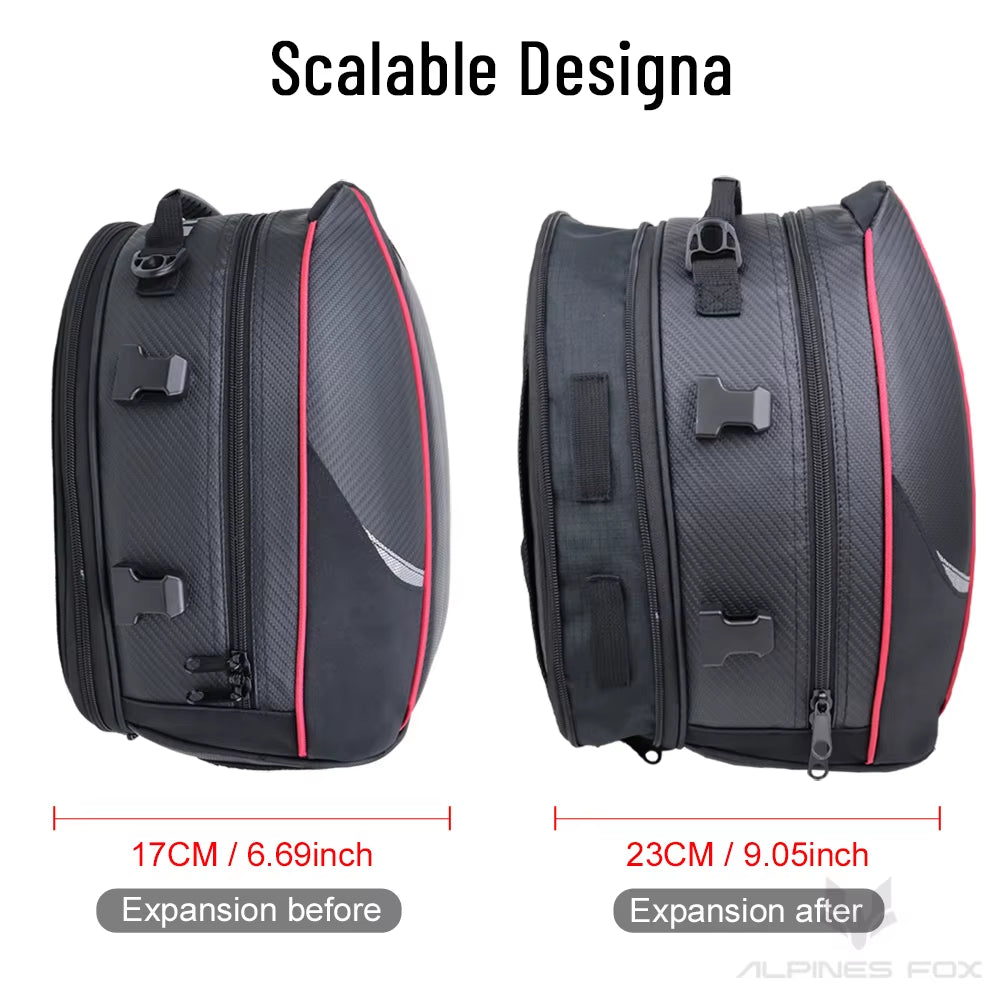 Motorcycle Tail Bag Black Motorbike Waterproof Tail Travel Rider Luggage Rear Back Seat Bag Large Capacity Saddle Bag