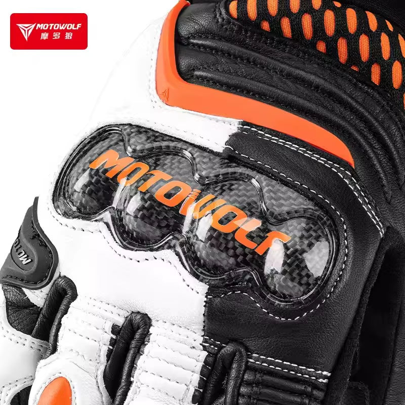 Motorcycle Gloves for Rider Riding Gear Leather Woman Motorbike Gloves Motocross Carbon Fiber Touch Screen Reflective Antislip