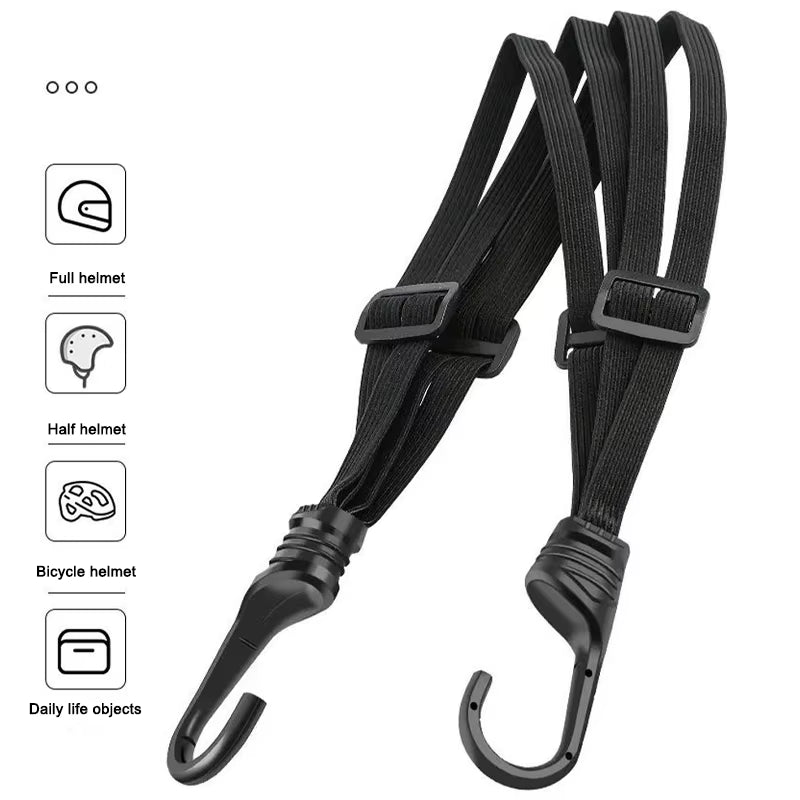 SEAMETAL Motorcycle Back Seat Helmet Strips Elastic Rope Motorcycle Helmet Fixed Strap Adjustment Fix Rope Goods Strap 60Cm/90Cm