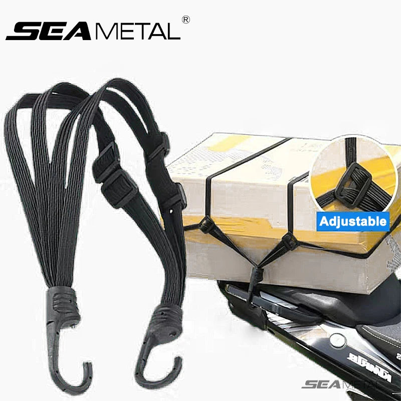 SEAMETAL Motorcycle Back Seat Helmet Strips Elastic Rope Motorcycle Helmet Fixed Strap Adjustment Fix Rope Goods Strap 60Cm/90Cm