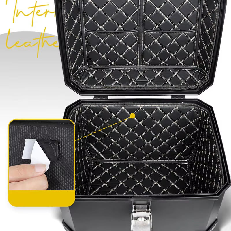 Universal Motorcycle Top Case Waterproof Dust-Proof Motorbike Trunk Tail Box with Stainless Steel Anti-Theft Lock for Luggage