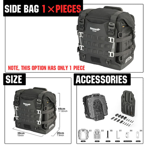 Motorcycle Side Bag Mechanic Quick Release Waterproof 35L Big Capacity Anti-Theft with Lock Hole Molle Saddlebag