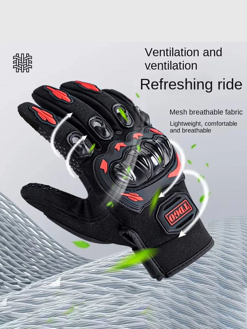 Summer Motorcycle Breathable Full Finger Gloves Leather Protective Equipment Dirt Bike Sport Racing Riding Gloves