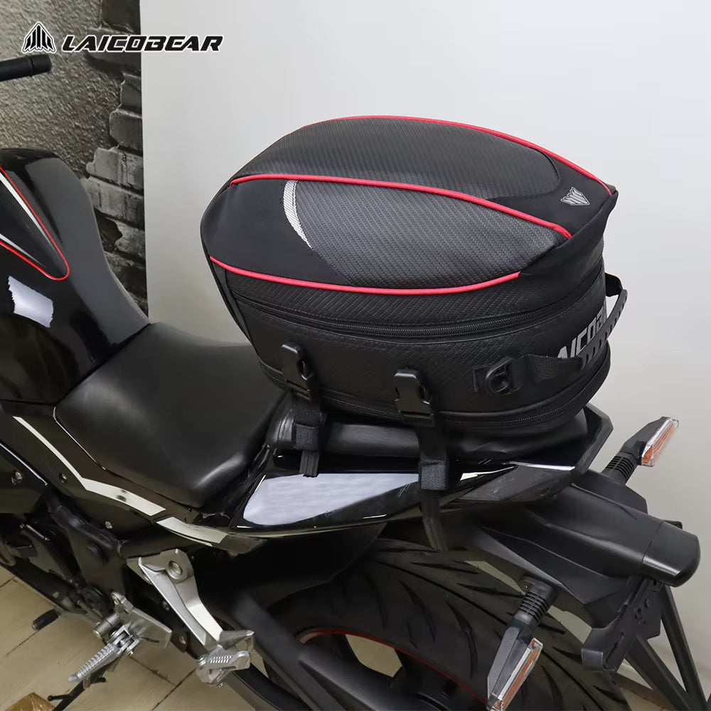 Motorcycle Tail Bag Black Motorbike Waterproof Tail Travel Rider Luggage Rear Back Seat Bag Large Capacity Saddle Bag