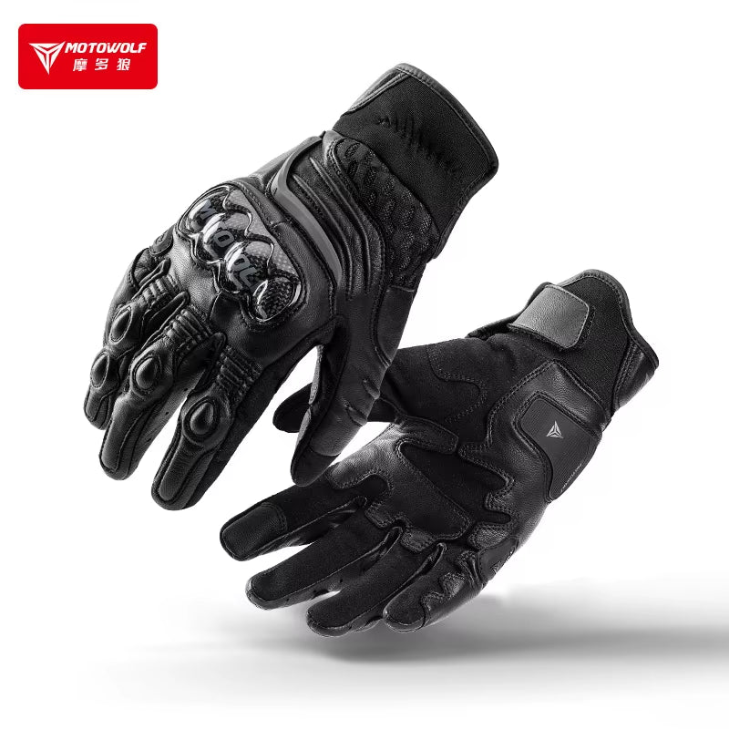 Motorcycle Gloves for Rider Riding Gear Leather Woman Motorbike Gloves Motocross Carbon Fiber Touch Screen Reflective Antislip