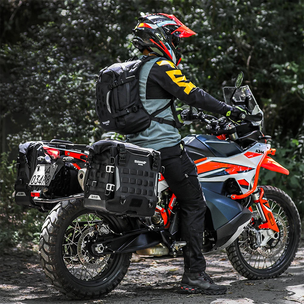 Motorcycle Side Bag Mechanic Quick Release Waterproof 35L Big Capacity Anti-Theft with Lock Hole Molle Saddlebag