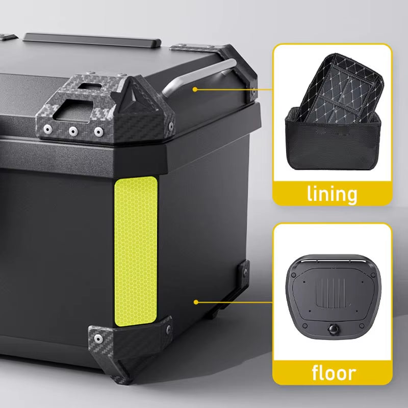 Universal Motorcycle Top Case Waterproof Dust-Proof Motorbike Trunk Tail Box with Stainless Steel Anti-Theft Lock for Luggage