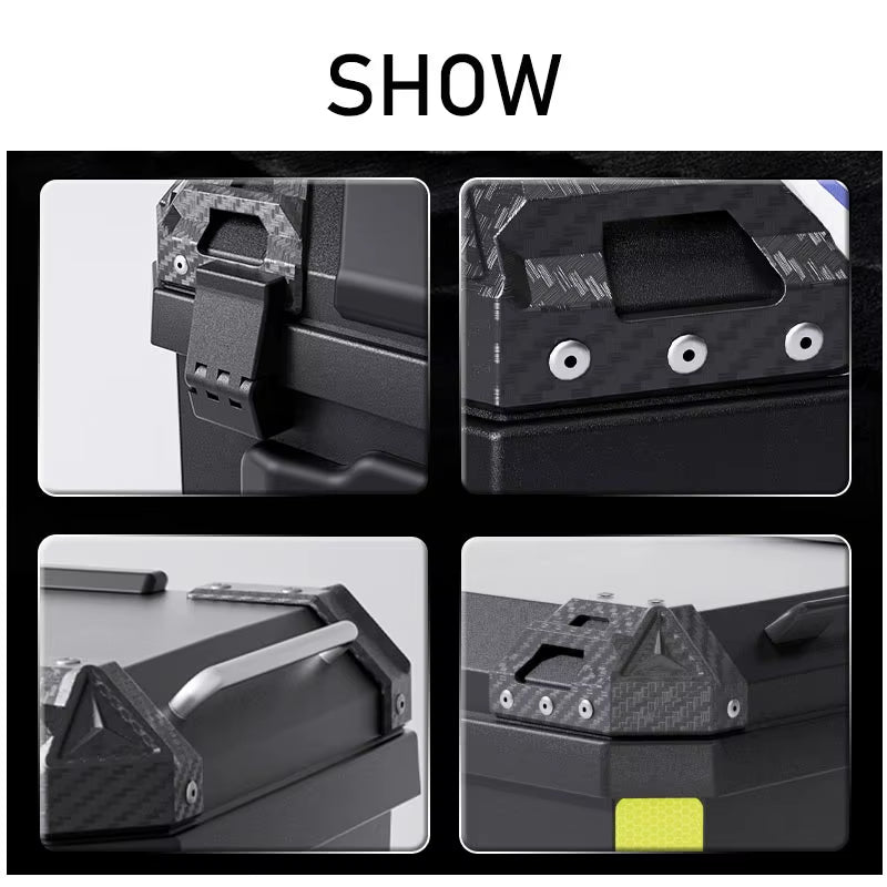 Universal Motorcycle Top Case Waterproof Dust-Proof Motorbike Trunk Tail Box with Stainless Steel Anti-Theft Lock for Luggage